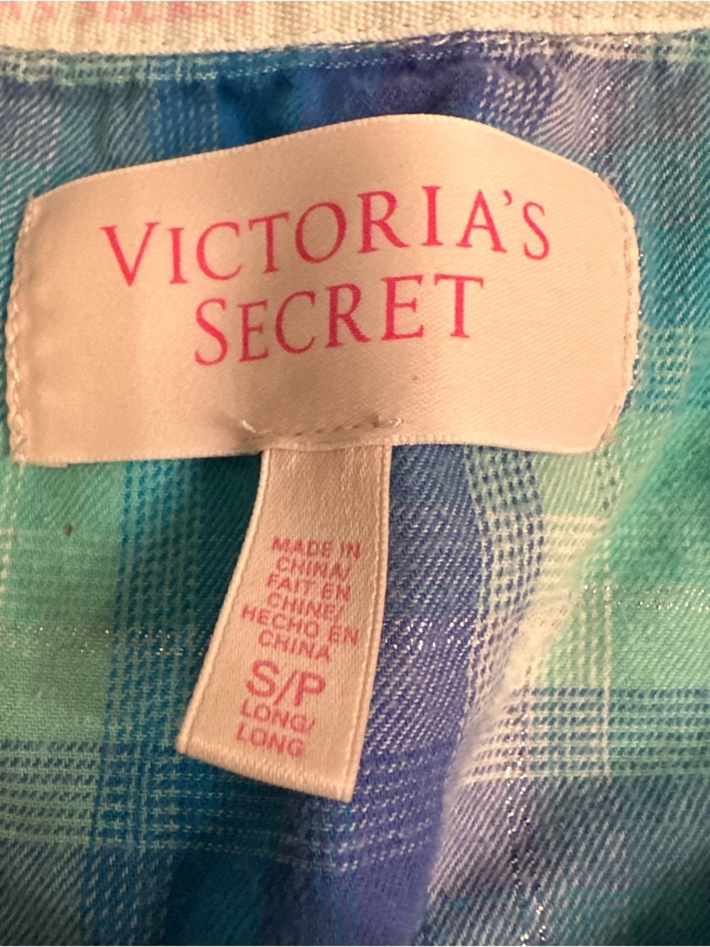 Victoria’s Secret Plaid Pajama Set Blue Green Pants Lounge S - Picture 3 of 5